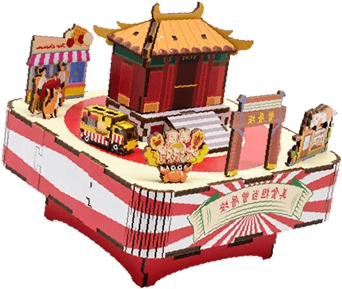 Houten Muziekdoos - DIY Puzzel - Decoratie Cadeau - 3D Assemblage - 14 cm breed - Houtkleur