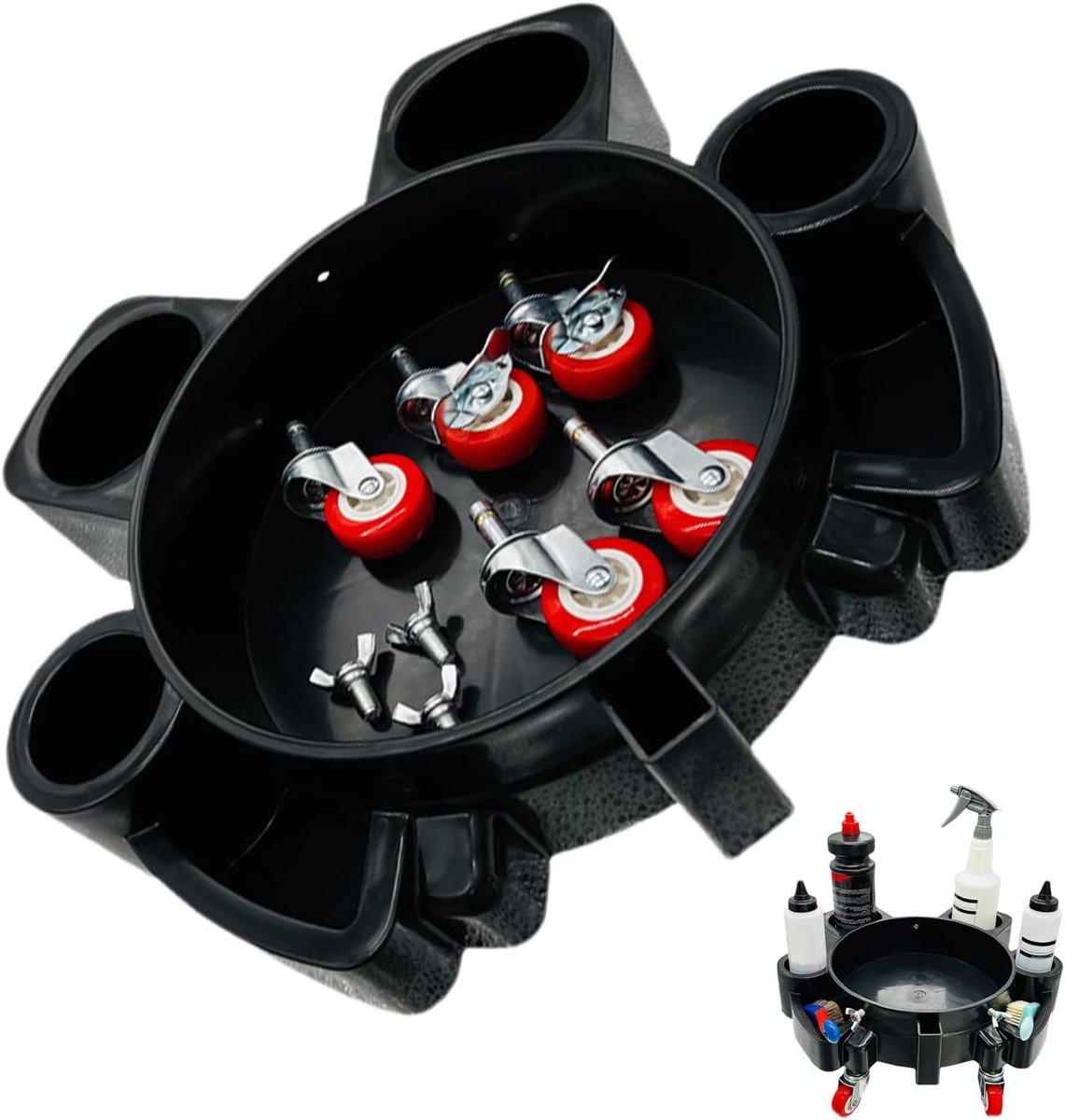 Auto Wasemmer Rol - Reinigingshulp - Auto Grondig Reinigen - 5 Zwenkwielen - 45x42x10 cm - Zwart