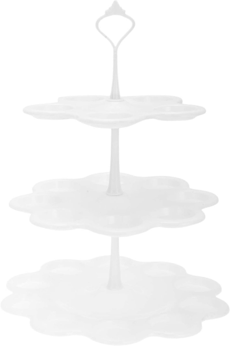 Elegante 3-laags cupcake standaard voor desserts, gebak en fruitpresentatie, wit