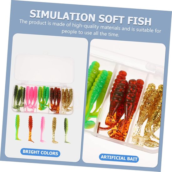 Visset Kunstaas - Zacht Plastic Aas - Vissen Op Baars - Levensechte Zwemactie - 6X1CM - Diverse Kleuren — afbeelding 2