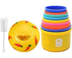 Stapelbare Bekers - Konijnenspeelgoed Cavia - Interactief Voeren - Duurzaam Materiaal - 38 cm Hoog - Vrolijke Kleuren