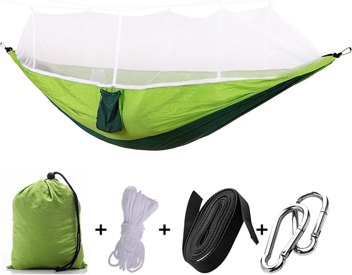 Hangstoel Schommel - Nylon Hangmat - Ontspannen Buiten - Dubbele Capaciteit - 210T Materiaal - Fruitgroen