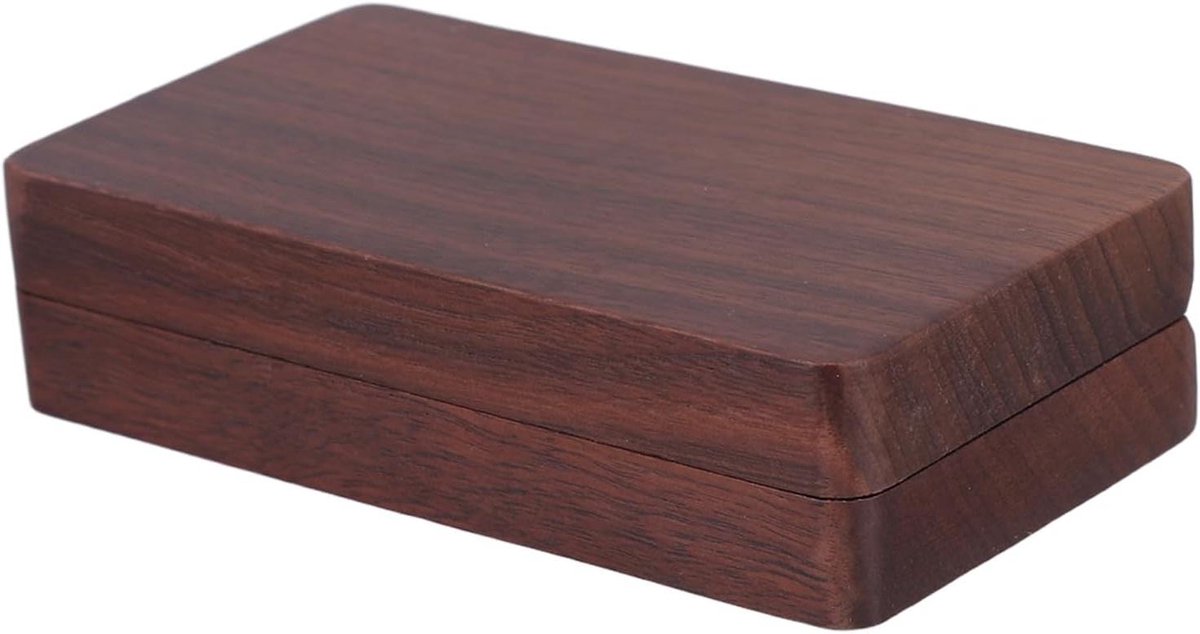 Houten Ringendoos - Sieradenopslag Dubbel - Bijzondere Momenten - Krasvrije Bescherming - 5.2 x 10 x 1.9 cm - Koffie