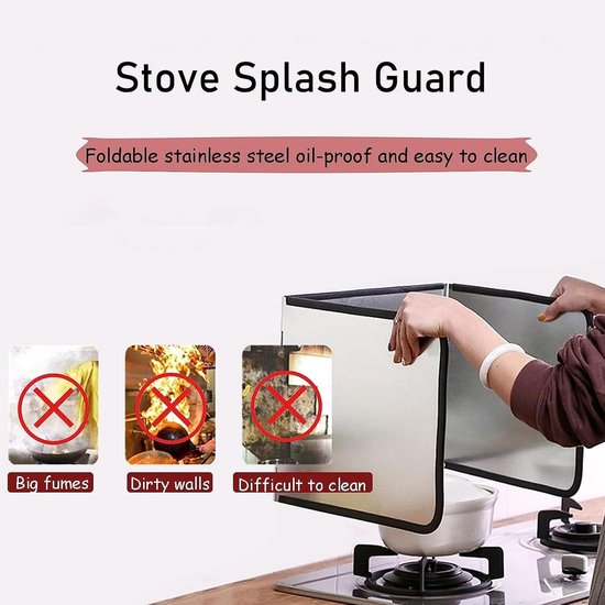Opvouwbare spatbescherming - Keuken spatscherm - Koken zonder knoeien - Roestvrij staal - 30x40x40cm - Zilver — afbeelding 4