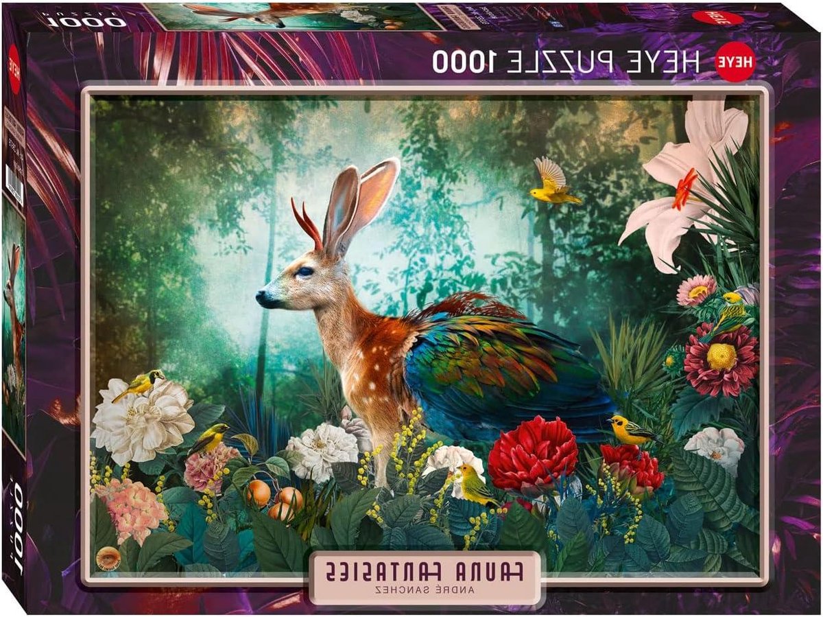 Jackalope Puzzel - 1000 Stukjes - Ontspanning Thuis - Creatieve Collage - Rechthoekig - Zilver