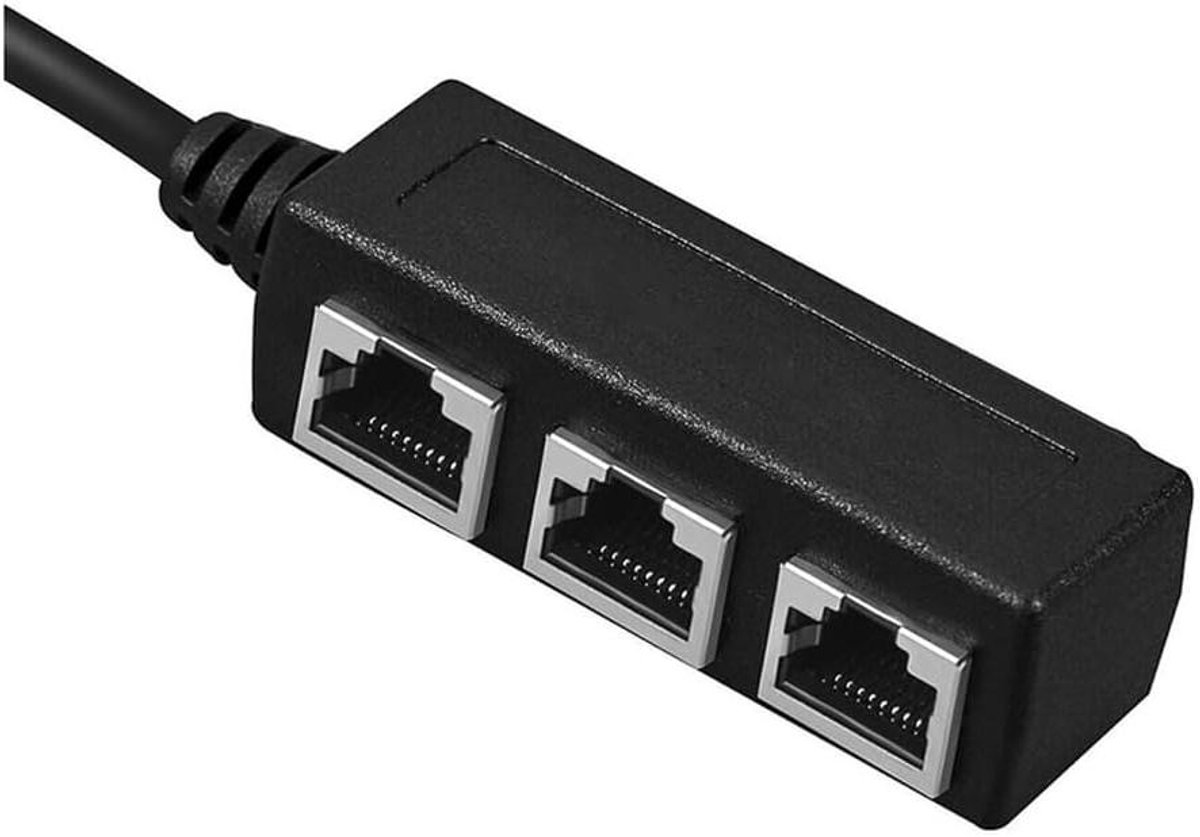 RJ45 Ethernet Splitter - Netwerk Kabel Adapter - Internet Delen - Plug and Play - 15cm Kabel - Zwart