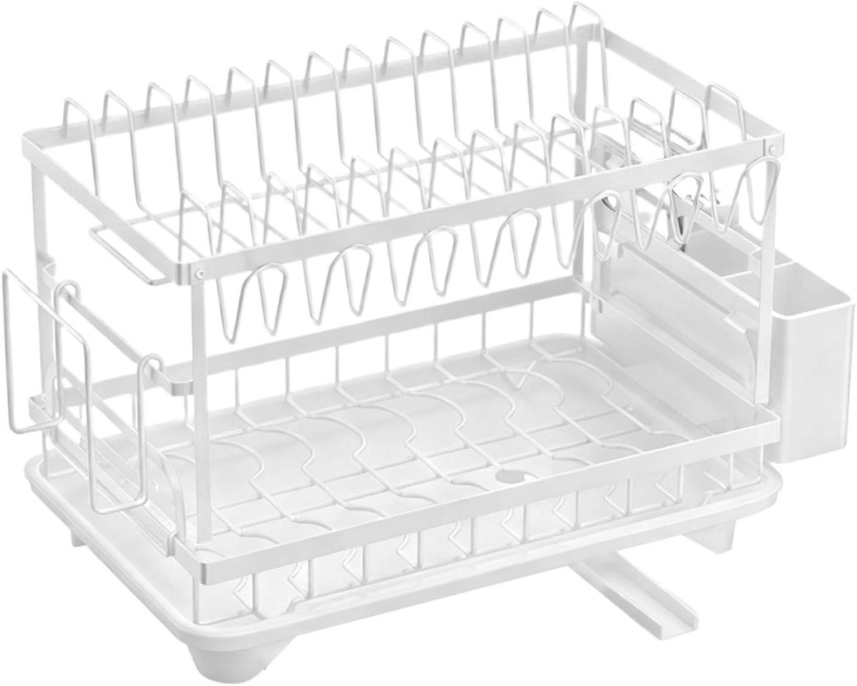 Afwas Droogrek - Vaat Organizer - Keuken Opbergen - Ruimtebesparend Ontwerp - 15x31x15 cm - Wit