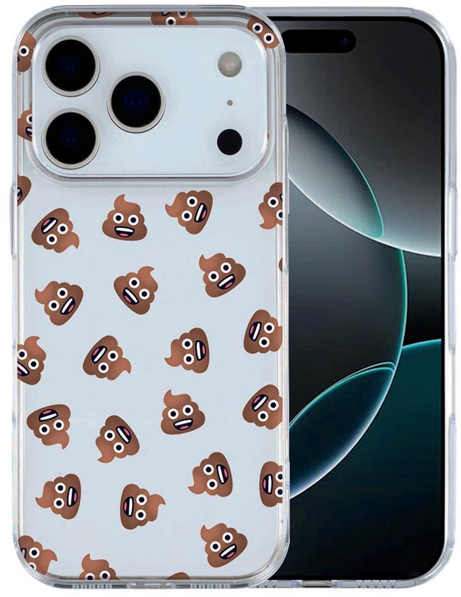 iPhone 17 Pro Max Hoesje Poep Emojis – Grappig TPU Cover met Emoji Print