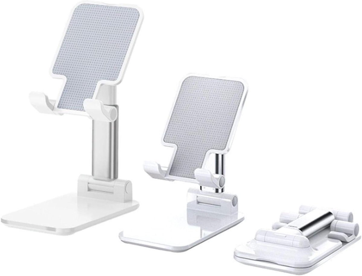 Bureau Telefoonhouder - Tablet Stand - Handen Vrij - Opvouwbaar Ontwerp - Verstelbaar - Wit