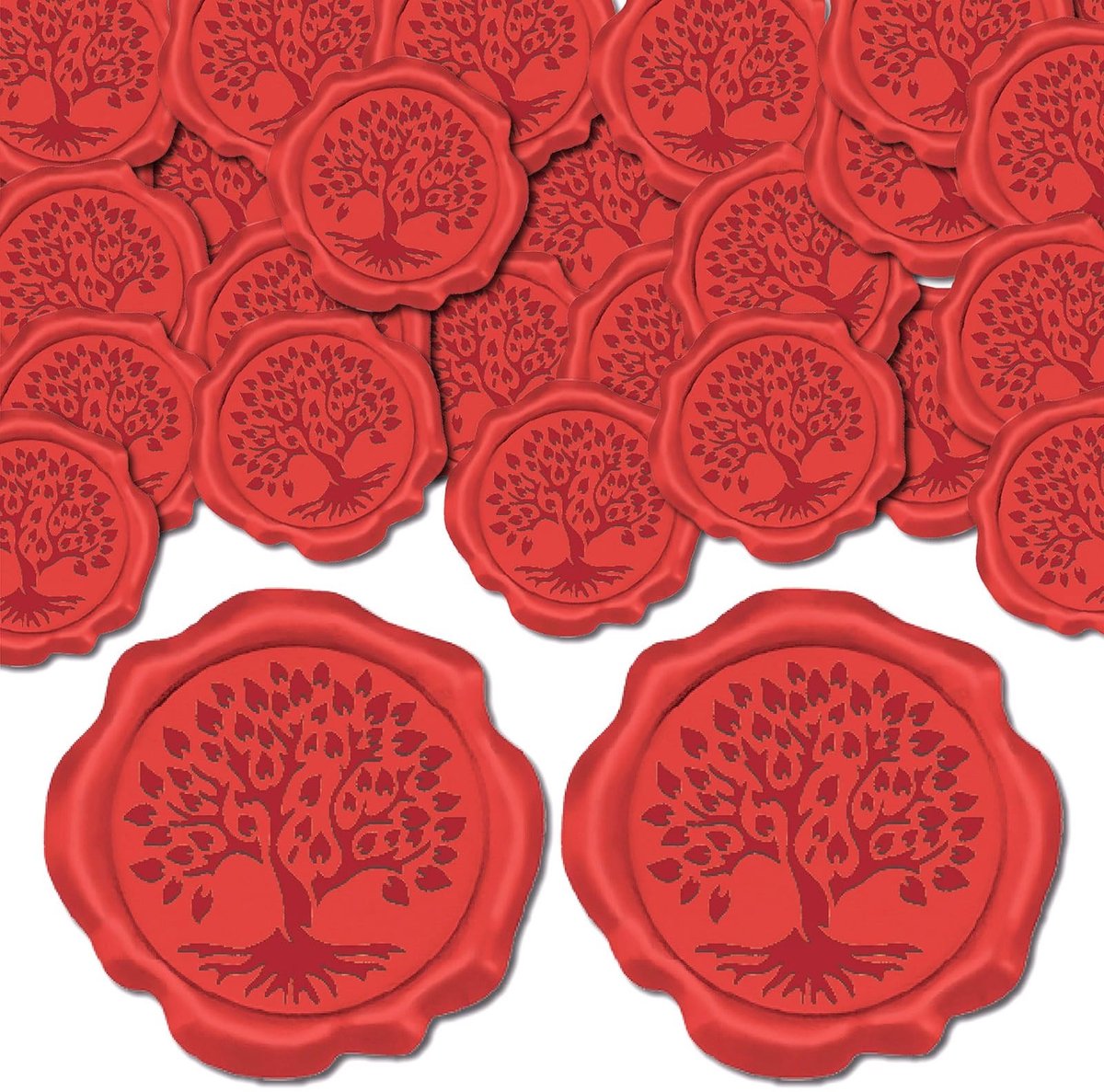 Dailygoods - Dailygoody - Wassen Seal Stickers - Donkerrood Boom des Levens - 50 Stuks voor Uitnodigingen - Decoratie en Ambachten - Perfect voor Feestjes - G