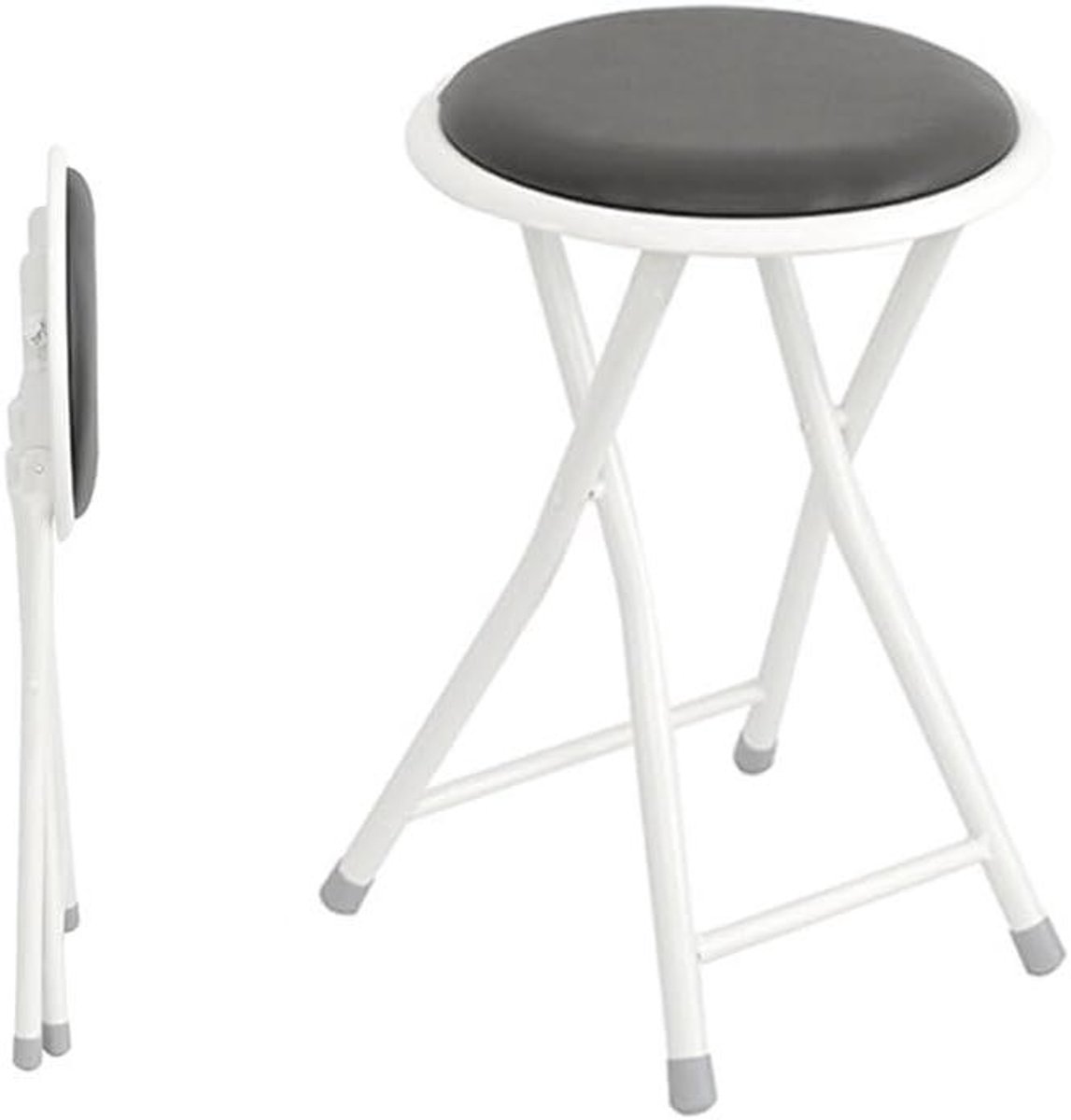 Inklapbare Barkruk - Draagbare Kruk - Keuken Ontbijt - Stevig Gestoffeerd - 46 cm Hoog - Grijs