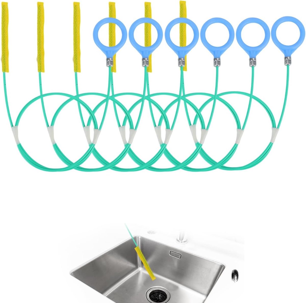 6 Stuks 130 cm Afvoerontstopper voor Haar, Flexibele Afvoerreiniger voor Badkamer, Toilet en Douche, Effectief tegen Verstoppingen