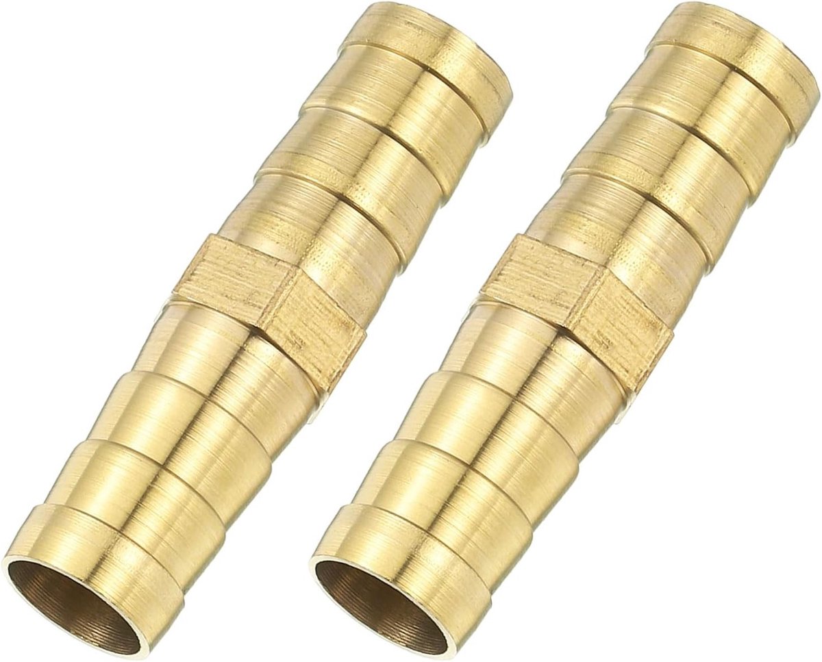 Hose Connector 10 mm, Messing Dubbele Nippel Koppeling, 2 Stuks Slangverbindingen voor Gas- en Tuinslangen, Geschikt voor Lucht- en Watergebruik