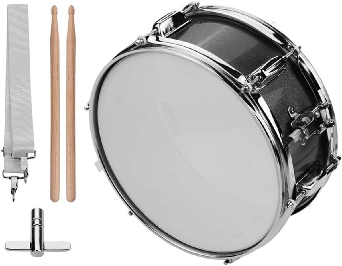 Snaredrum Set - Percussie Instrument - Muziek Oefenen - Draagbaar Ontwerp - 12 Inch - Zwart