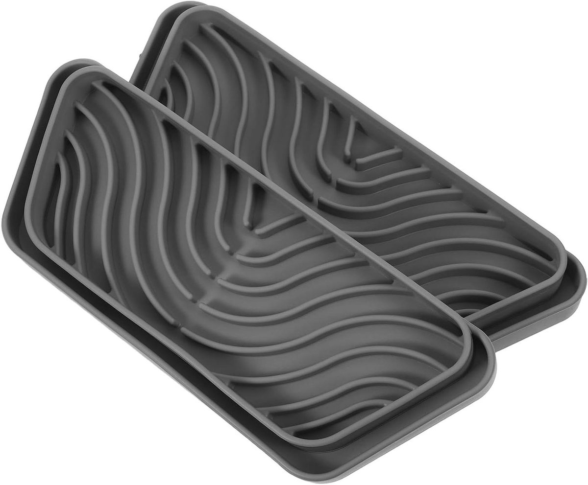 Lekbak voor Koelkast - Wateropvangbak - Voorkom Vlekken - Antislip Siliconen - 2 Stuks - Lichtgrijs