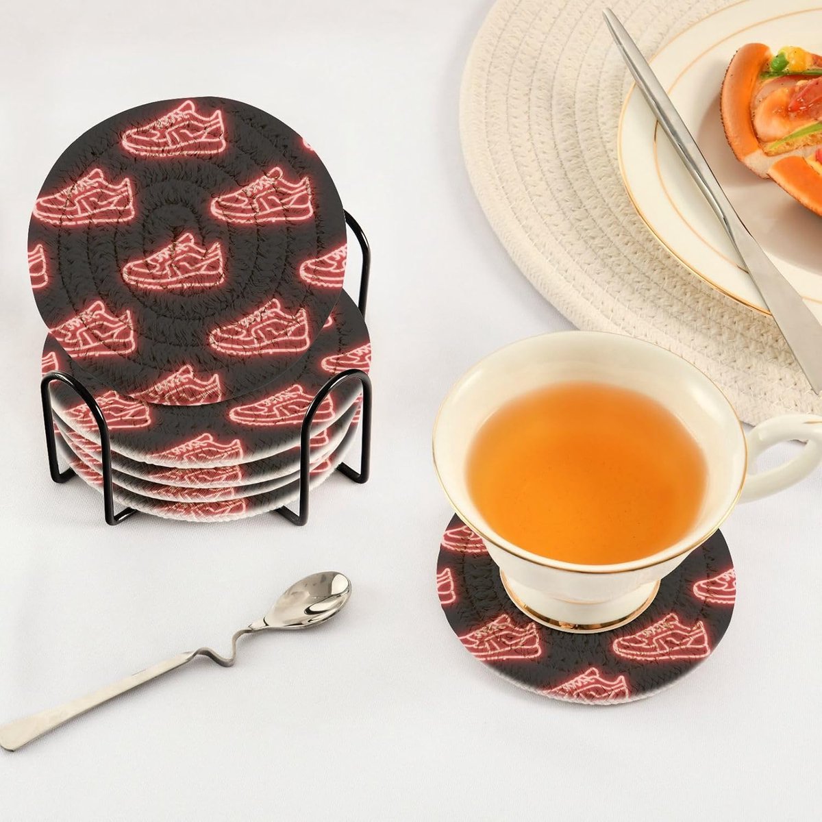 Onderzetters Set - Tafelbeschermers - Dranken Beschermen - Zeer Absorberend - 6 Stuks - Rood