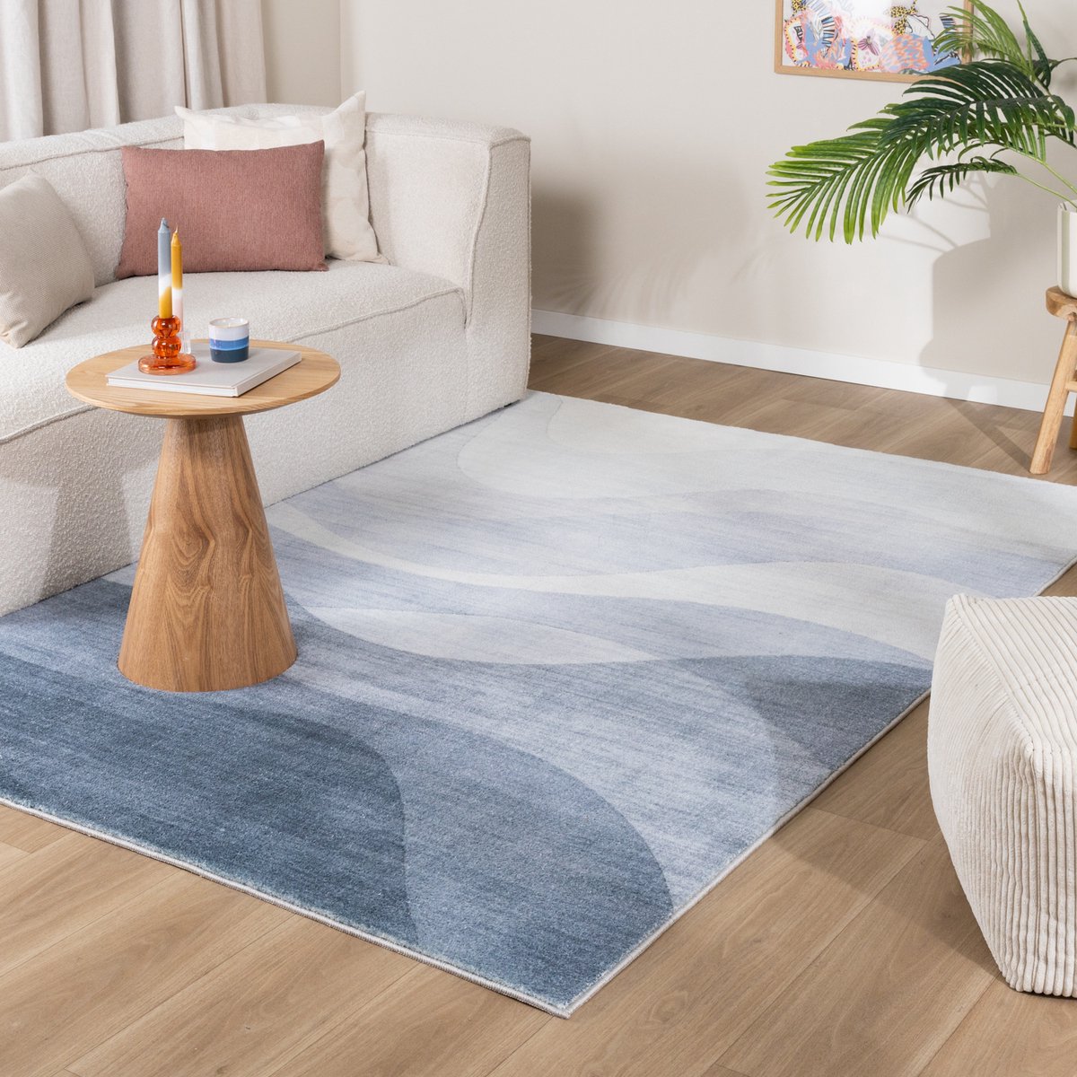 FRAAI Modern vloerkleed - Field Blauw/Grijs | Lopen op wolken - 80x150cm