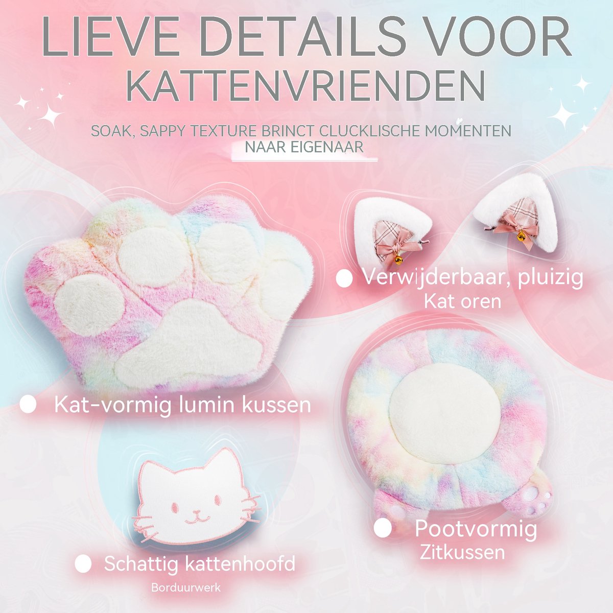 DowinxGaming Stoel Ergonomisch met Voetsteun – Vleugelloze Zit – Verstelbare Rugleuning – Zachte Stof – Multicolor-wit – Voor Gaming, Werk en Studie – Middelgroot – foto 5