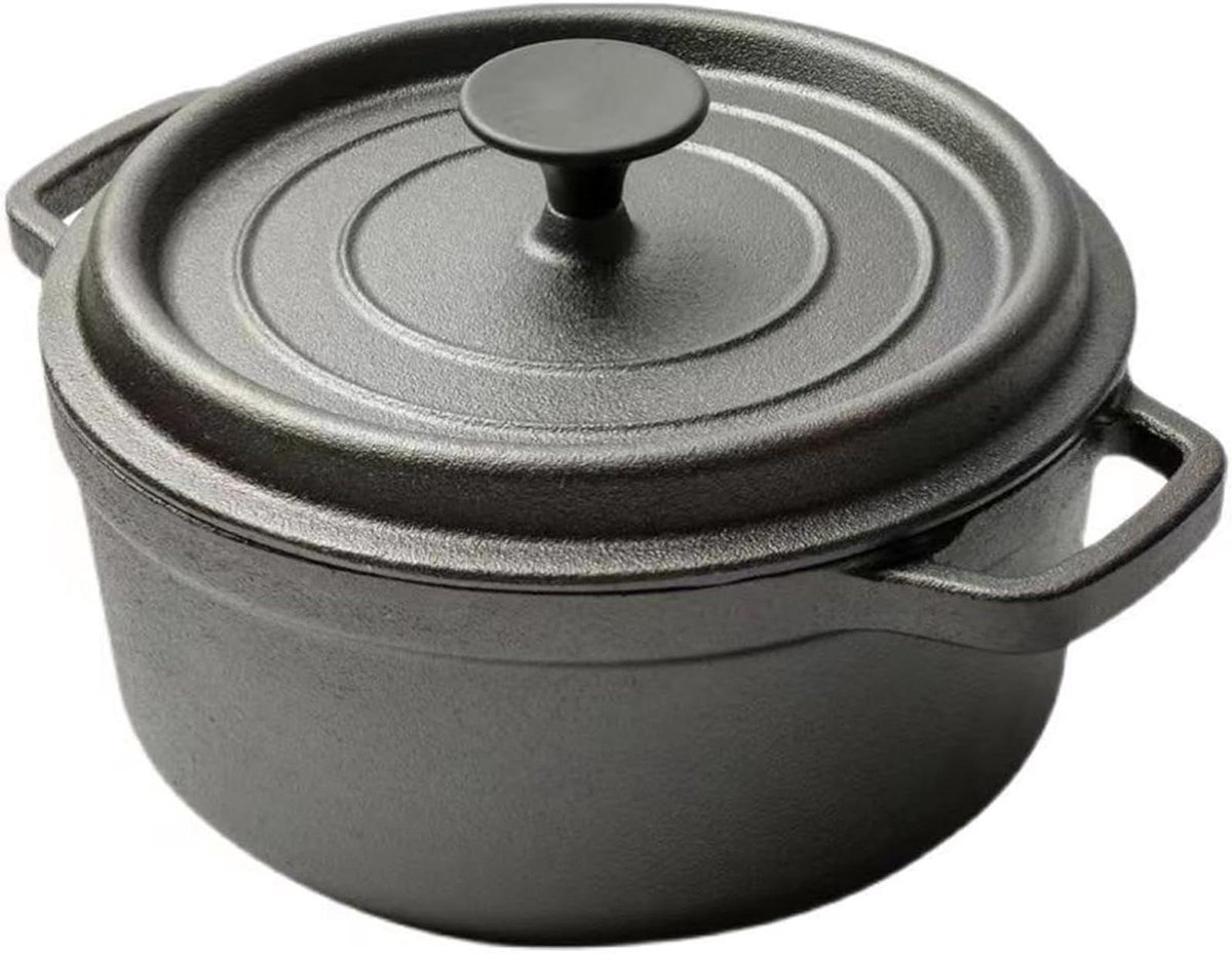 Gietijzeren Pan Braadpan Deksel Gelijkmatig Koken Ovenbestendig 250C 24 Cm Zwart