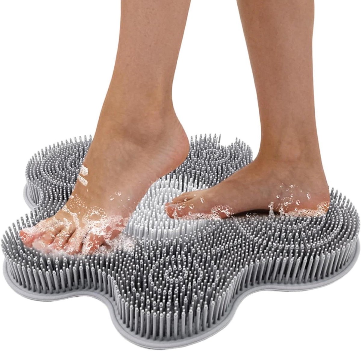Voetborstel Douche - Badkamer Hulpmiddel - Voetverzorging Thuis - Antislip Zuignappen - 37 x 30 cm - Grijs