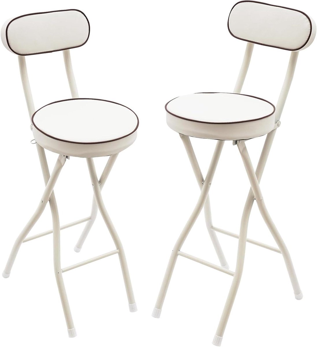 Barkruk Set - Inklapbare Stoelen - Keuken of Kantoor - Met Rugleuning - 65 cm Hoog - Wit