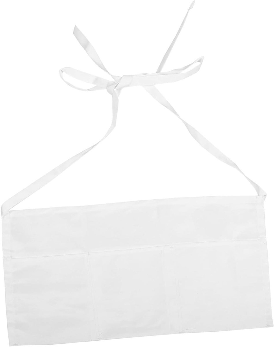 Korte Taille Schort - Dienbladen Schort - Keukenwerk - Met Zakken - 57x31.5 cm - Wit