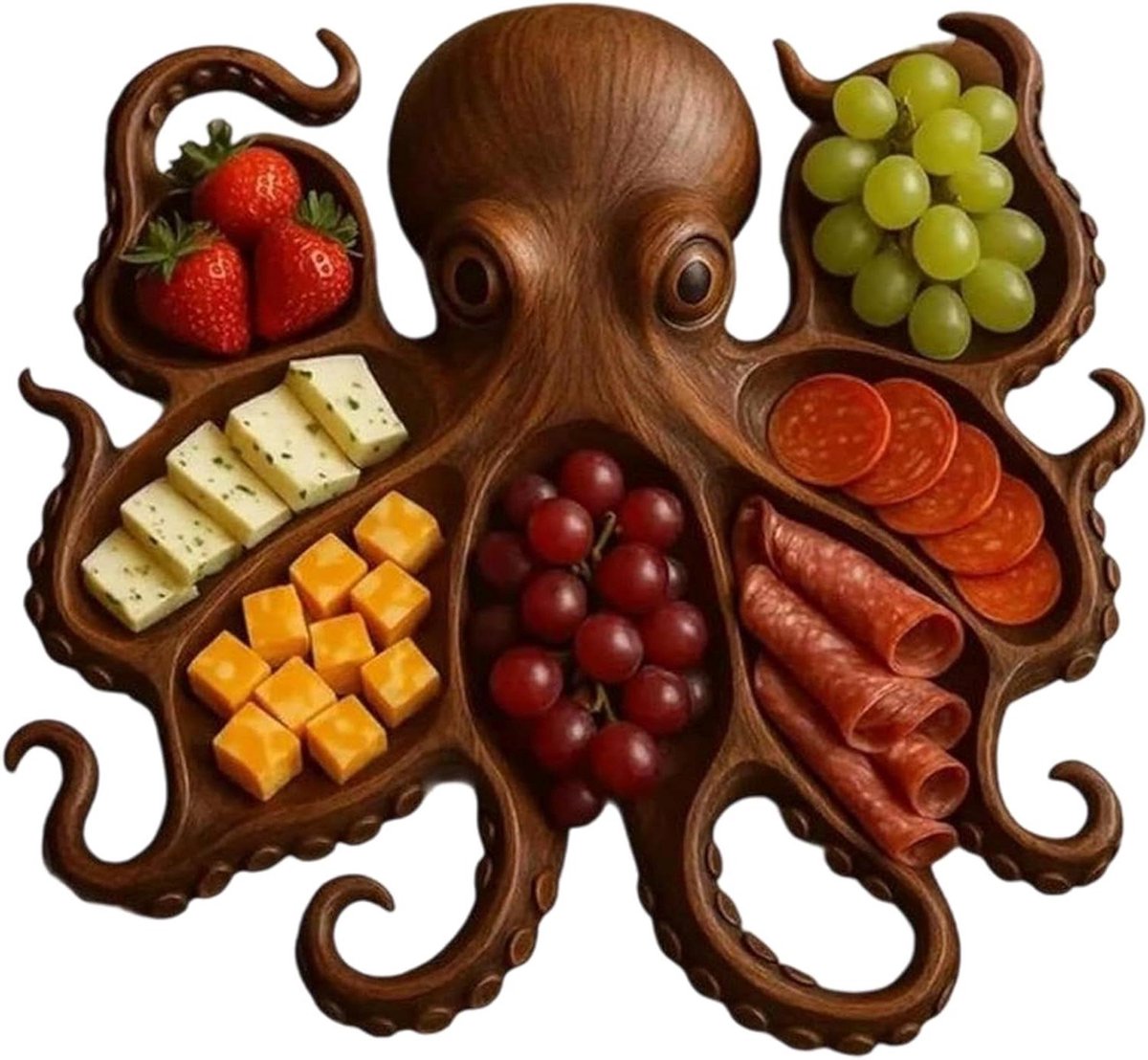 Worstplank Aperitief - Snack Serveer - Gasten Ontvangen - Tentakel Vorm - 28x28 cm - Zwart