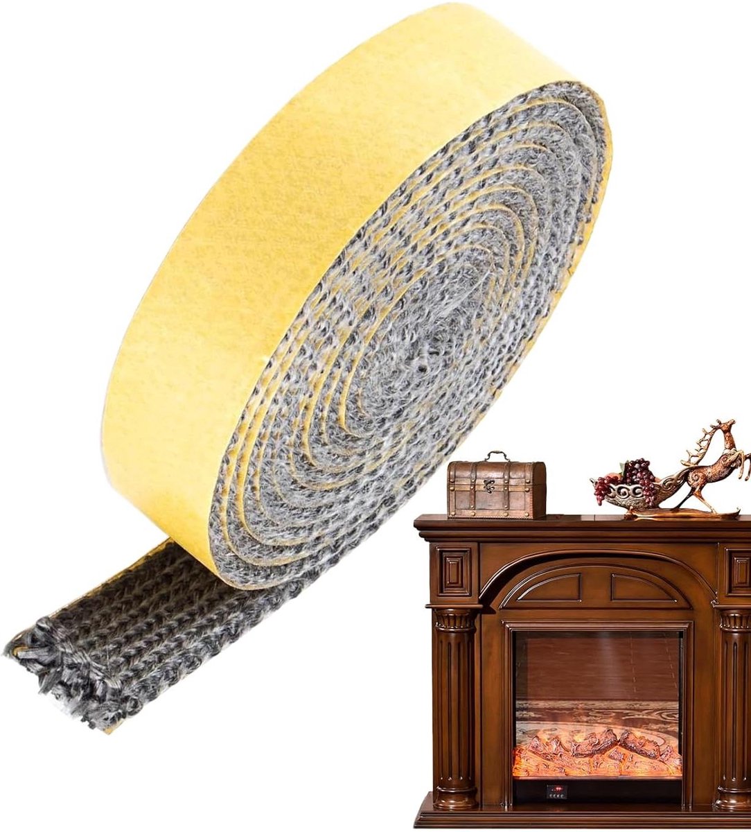 Kachel Afdichting - Glasvezel Tape - Warmte Behoud - Hittebestendig - 400 cm Lengte - Zwart