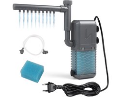 Krachtige 6W Aquarium Filter 600L/H met Vervangbare Spons, Verstelbare Filter voor Kleine Tanks 20-40L, Ideaal voor Aquaria met Spray Bar en Efficiënte Watercirculatie