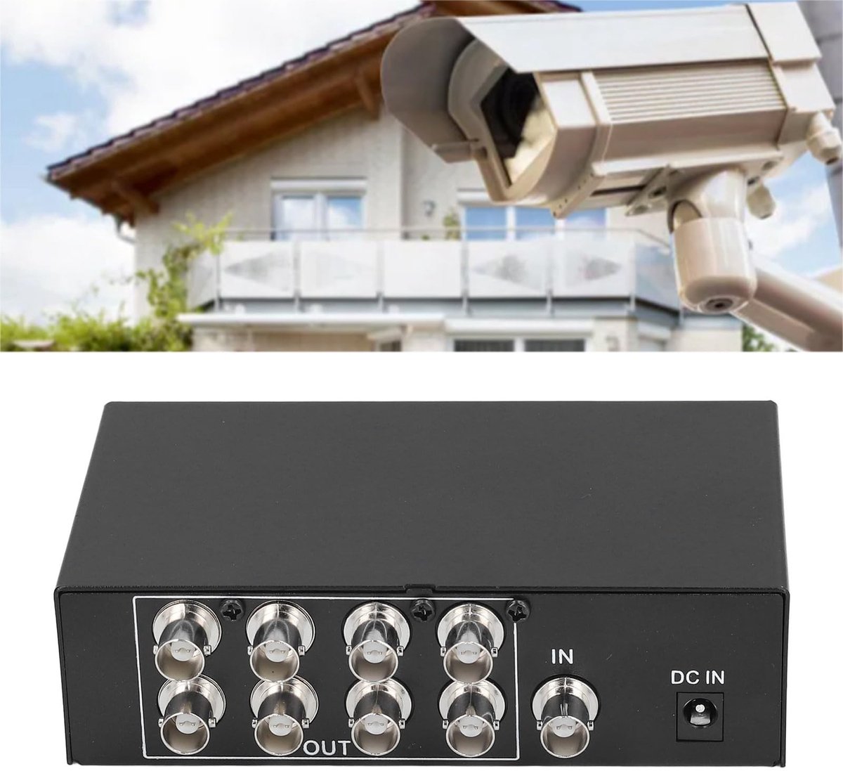 Innovra - Dailygoody - 8-poorts Videosplitterbox - 1080P Coaxiale Distributeurversterker - EU-stekker - Videobewakingssysteem - CCTV-beveiligingscamera - Be..