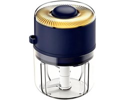 Mini Hakmolen - Kleine Keukenmachine - Eten Bereiden - Oplaadbaar Draadloos - 350ml Capaciteit - Blauw