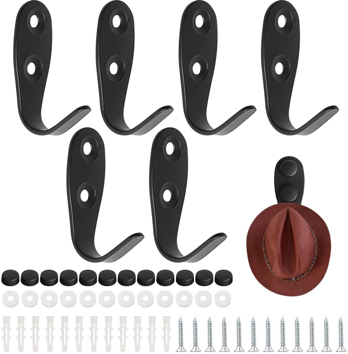 Innovra - Dailygoody - Jashaken - Handdoekhaken - Roestvrij staal - Zwart - Wandmontage haken - Ruimtebesparend - Geschikt voor jassen, handdoeken, sleutel