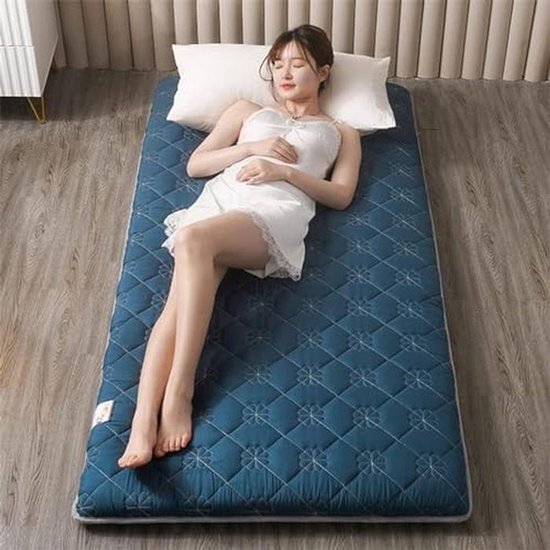 Oprolbare Matras - Vloer Futon - Comfortabel Slapen - 4cm Dik Ontwerp - 90 x 200 cm - Blauw — afbeelding 5