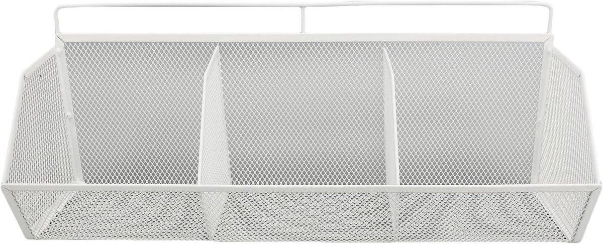 Hangende Opbergmand - Draad Organizer - Keuken Ordenen - Schuine Opening - 40 x 16 x 14 cm - Wit