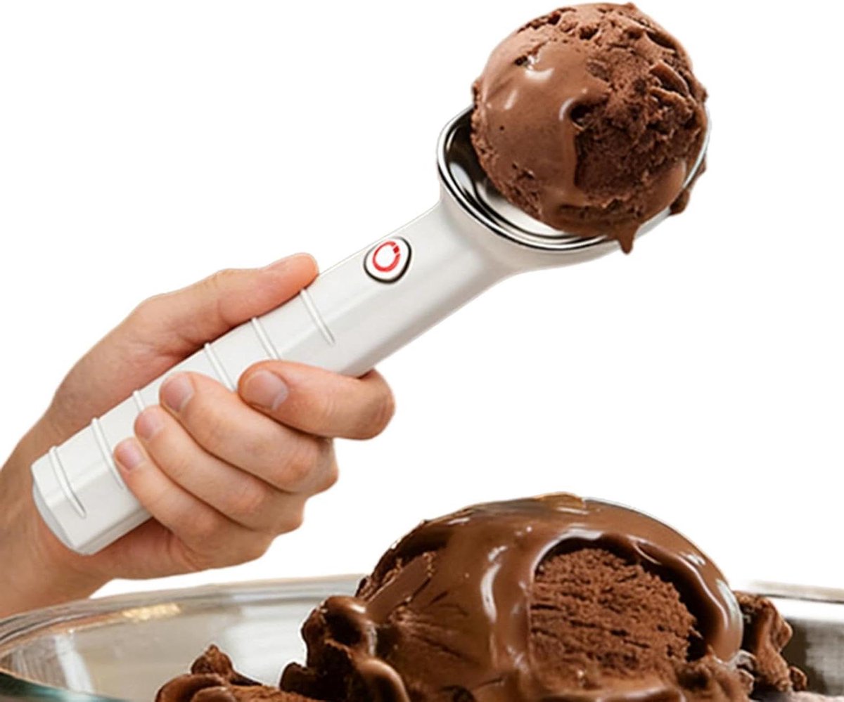Elektrische ijsschep - Verwarmde lepel - Desserts serveren - Automatisch ontdooien - 21 cm - Wit