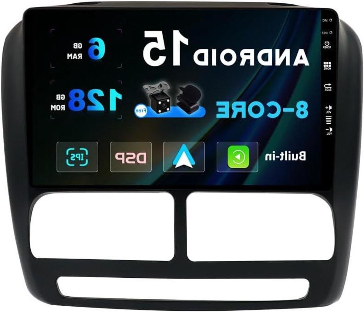 Autoradio Android - Auto Multimedia - Navigatie en Muziek - Draadloze CarPlay - 9 Inch - Zwart