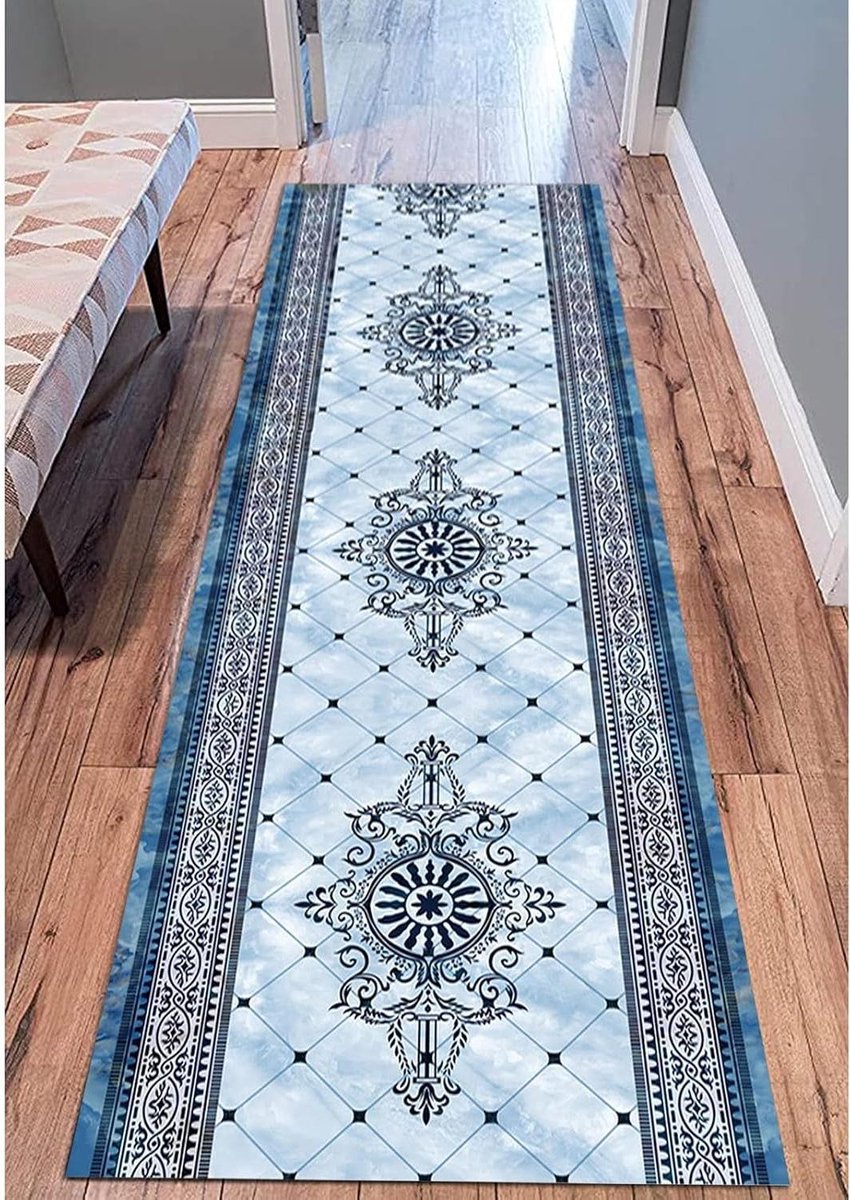Lange Gangloper - Smalle vloerbedekking - Veilige entree - Antislip bodem - 70x500 cm - Bl
