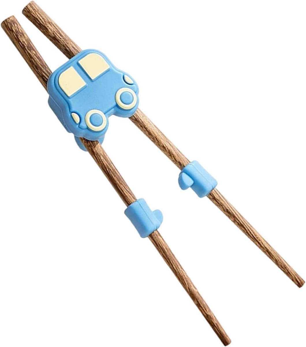 Kinder Trainingsstokjes - Hulpmiddel Eten - Leren Eten - Antislip Auto Design - 4x18.1cm - Blauw