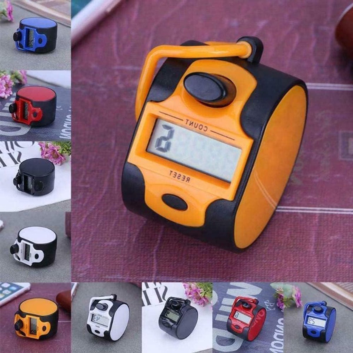 Elektronische teller - Vingerteller - Sportevenementen tellen - 5 cijfers display - Compact formaat - Oranje