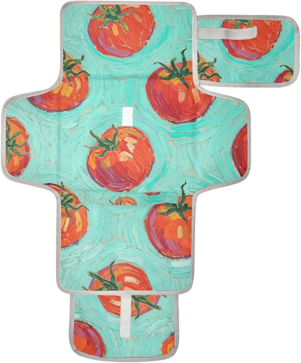 Baby Aankleedkussen - Verschoningsmat - Onderweg Luiers Wisselen - Ingebouwd Hoofdkussen - 62 x 30 cm - Plantaardig Groen