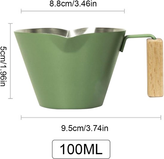 Roestvrij Stalen Koffie Drinkbeker,100ml Dubbele Tuit Cappuccino Mok met Maatverdeling | Beker voor Water met Handvat - Voor Café, Melk, Warme Chocolademelk, Thuis Bereiden Van Koffie, Latte, En Cappu — afbeelding 5