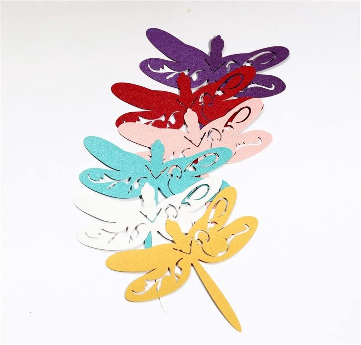Trouwtafel positiekaart, Bruiloft Dragonfly uitgeholde plaatskaartjes, veelkleurig, 100 stuks(Yellow)