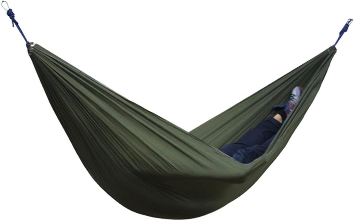 Hangmat 2 personen - Kampeerhangmat relax - Buiten ontspannen - Licht en ademend - 260 x 140 cm - Legergroen