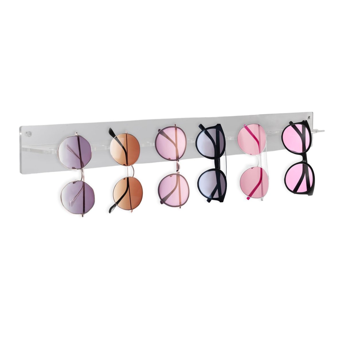 Dailygoods - Dailygoody - Acryl zonnebril-organizer - Wandbrilhouder voor entree - Transparant - Brillenhouder om op te hangen - Handig voor brillen en accessoires