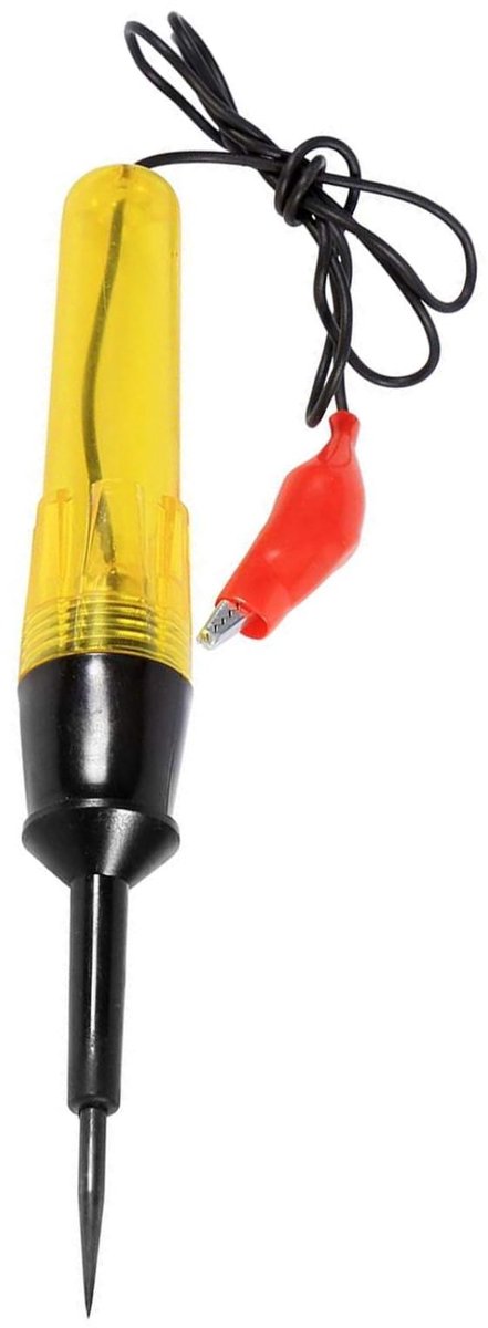 Dailygoods - Dailygoody - Stroomtester - Spanningstester - Voor auto en vrachtwagen - Geel - Diagnosegereedschap - 6V-24V - Handig voor diagnose
