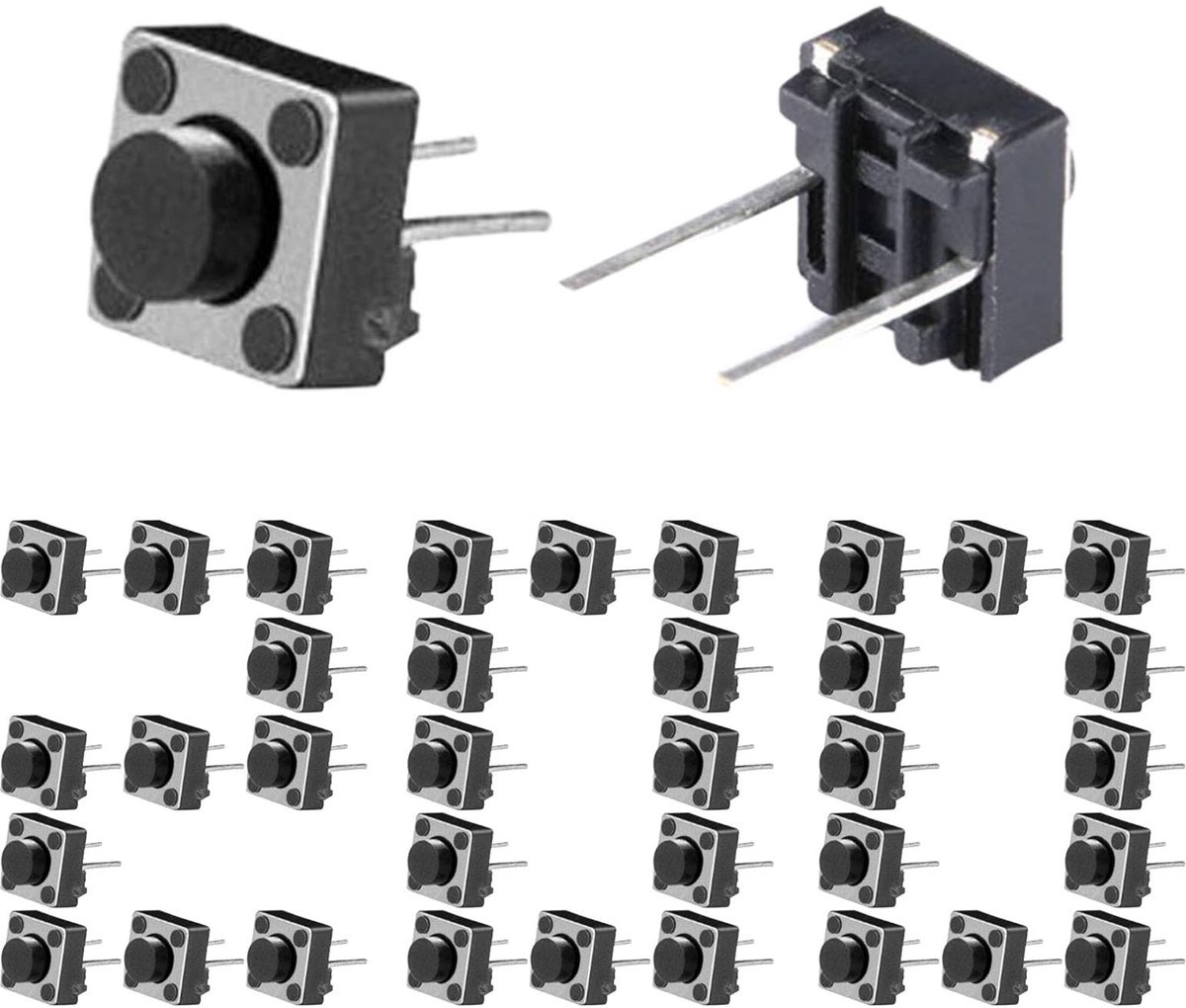 Dailygoods - Dailygoody - Tact Button Schakelaars - Miniatuur Drukknop - 200 Stuks - 6 x 6 x 5 mm - Schakelaar - Spanning AC250V - Geschikt voor Elektronische ...