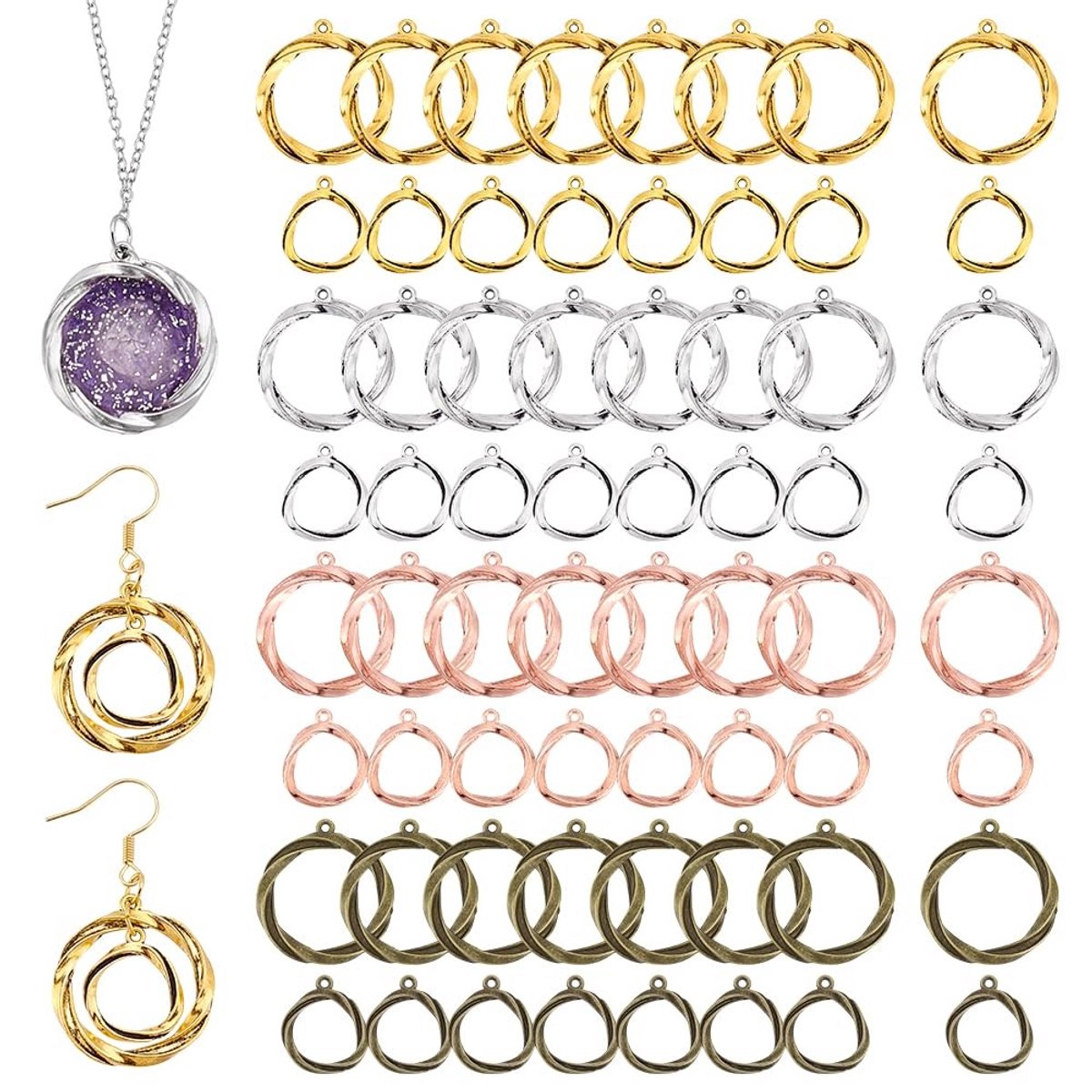Dailygoods - Set van 80 Ronde Open Rug Bezel Hangers voor Sieraden