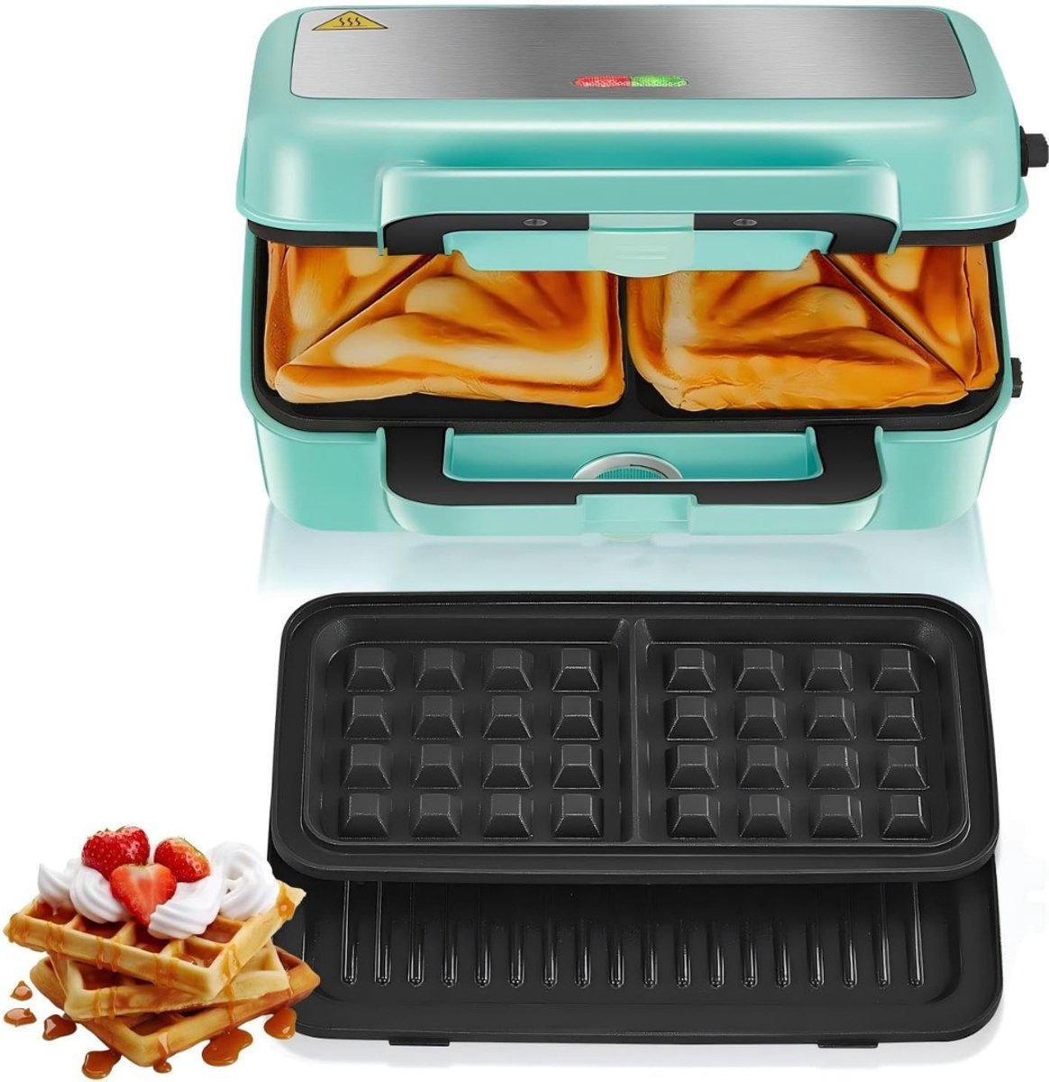 TIM® Wafelijzer met verwisselbare platen - Wafelijzer - Zwart - 29cm x 23cm x 12cm