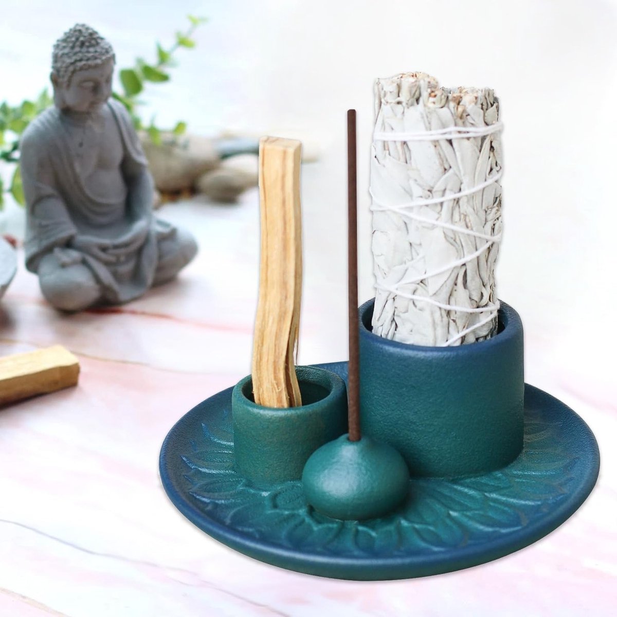 Multifunctionele Incense Kom voor Palo Santo, Witte Salie en Geurkaarsen - Keramische Asopvang Tray voor Meditatie en Yoga