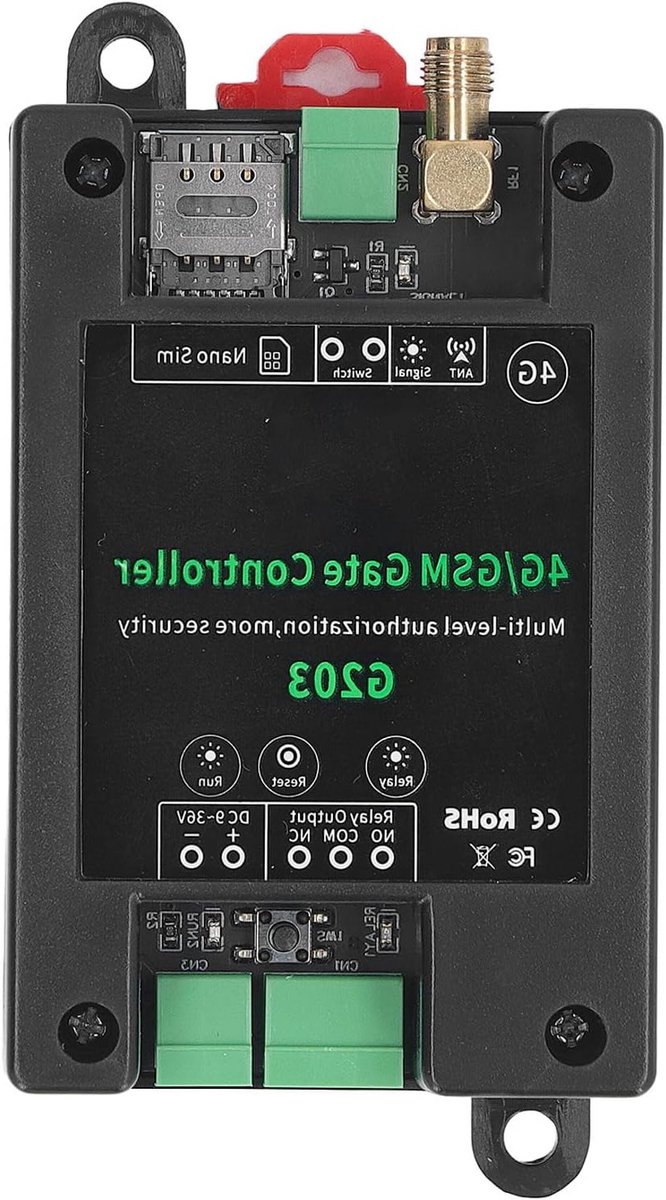 Draadloze GSM Deuropener met Afstandsbediening voor Garagedeuren - 3G 4G DC9-36V, Compatibel met Lift en Herstartfunctie